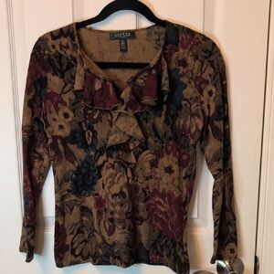 Ralph Lauren Floral Ruffle Long Sleeve Top
